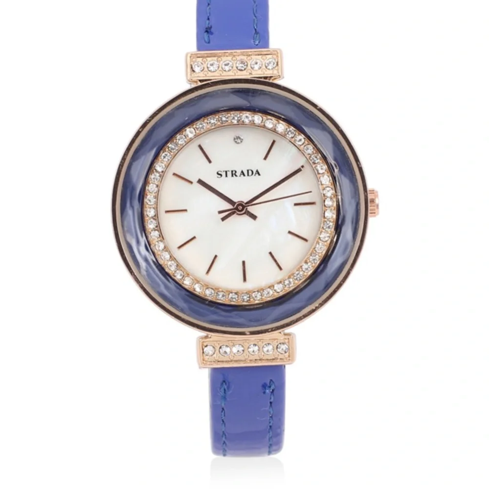 Blue Watch with White Austrian Crystals